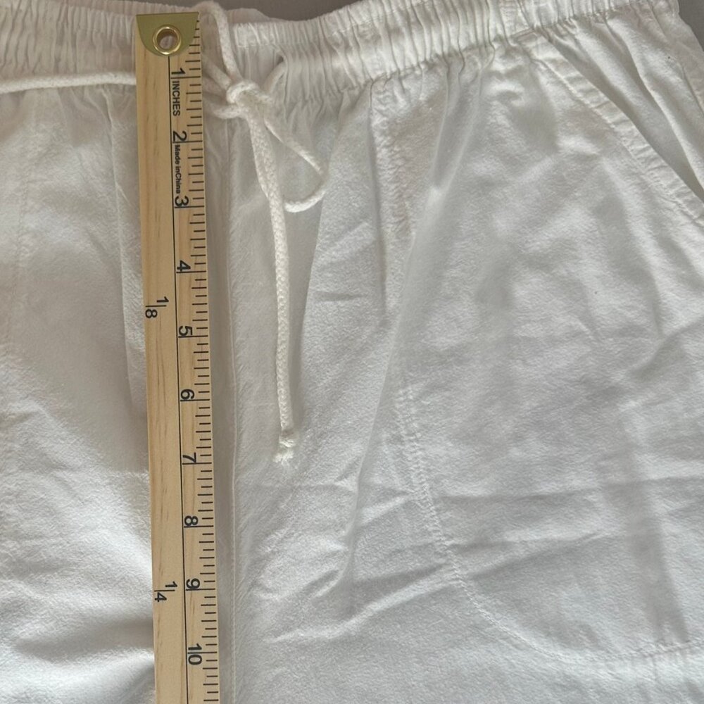 ERIKA White 100% Cotton Capri Ankle Elastic Waist w/‎ Drawstring Women Size LP - Picture 11 of 15